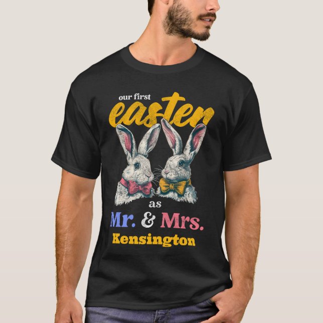 Vår första Påsk som Mr och Bunny Rabbit T Shirt (Framsida)