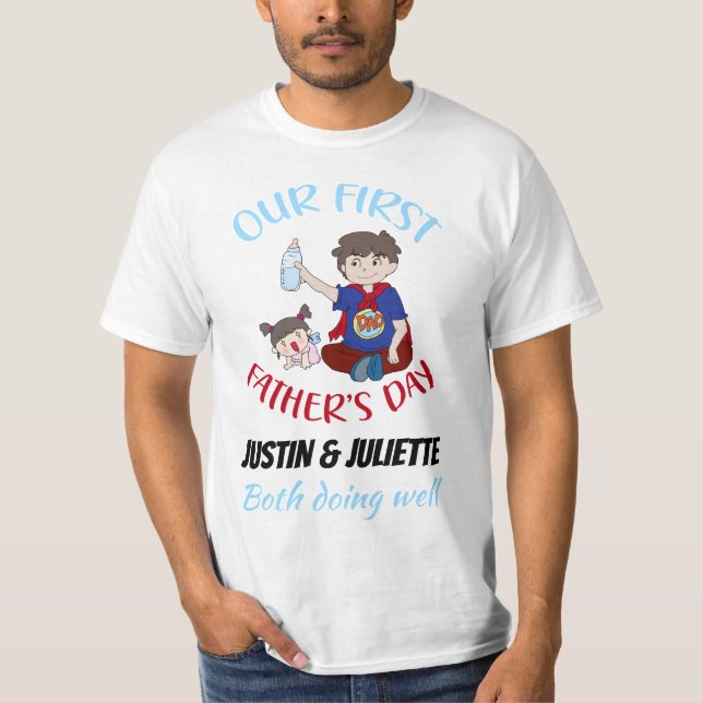 Vår första personlig i fars dag T-Shirt (Framsida)