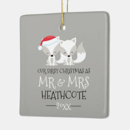 Vår första Personlig i Jularktiska räven Julgransprydnad Keramik