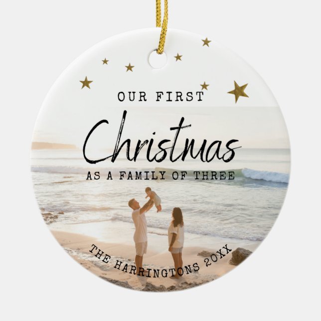 Vår första prydnadsföremål i julklapp julgransprydnad keramik (Framsidan)