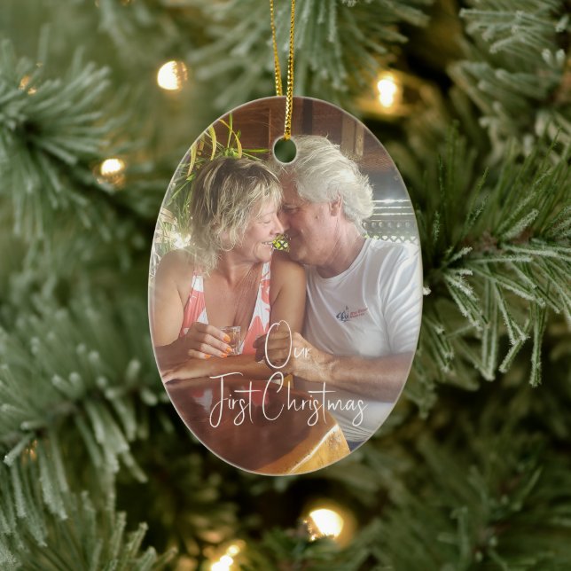 Vår första prydnadsföremål i julklapp julgransprydnad keramik (Träd)