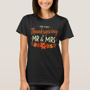Vår första Thanksgiving, herr och fru Par Newlyed T Shirt