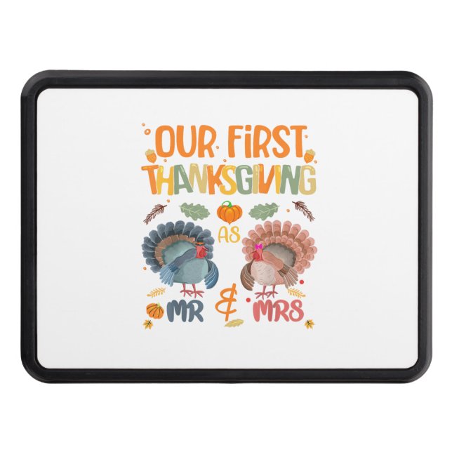Vår första Thanksgiving Mr. och Mrs. Couple gifte  Dragkroksskydd (Framsidan)