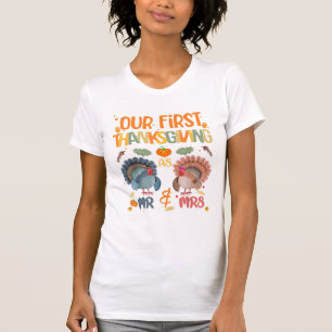 Vår första Thanksgiving Mr. och Mrs. Couple gifte  T Shirt