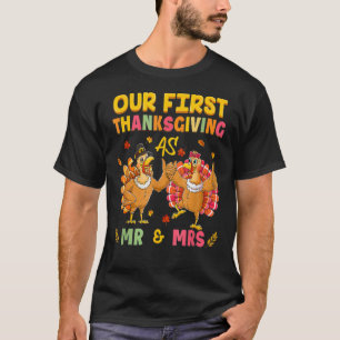 Vår första Thanksgiving Mr. och Mrs. Couple gifte  T Shirt