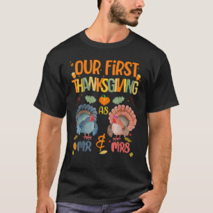 Vår första Thanksgiving Mr. och Mrs. Couple gifte T Shirt