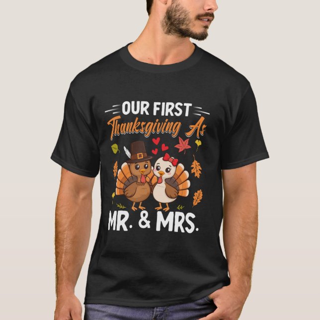 Vår första Thanksgiving som Giorgio Married Par T T Shirt (Framsida)