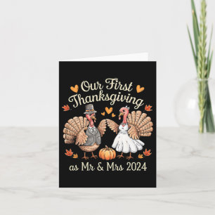 Vår första Thanksgiving som herr och fru Newlyweds Kort