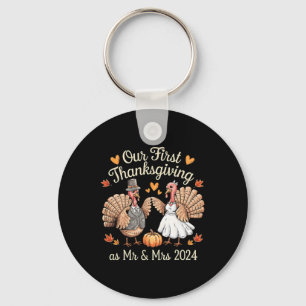Vår första Thanksgiving som herr och fru Newlyweds Nyckelring