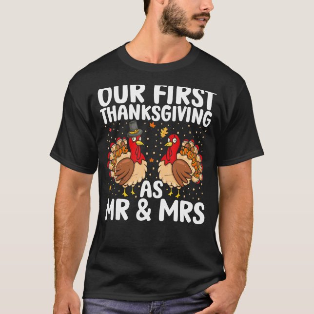 Vår första Thanksgiving som Mr och Mrs Matching Co T Shirt (Framsida)
