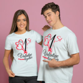 Vår första Valentine tillsammans med Par sött cita T Shirt