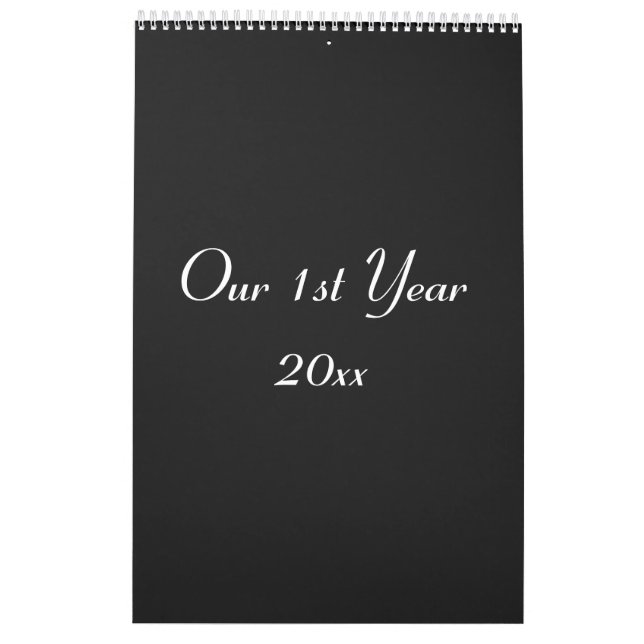 Vår förstaårs foto bröllopskalender kalender (Baksida)