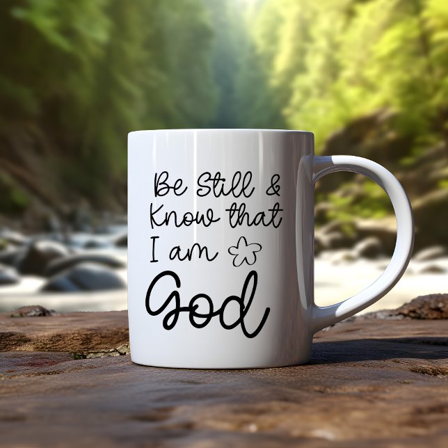 Var fortfarande kristen Bible Verse Kaffemugg (Be still and know that I am God)