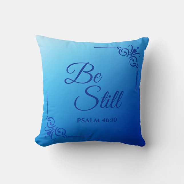Var fortfarande Psalm 46:10 blå Kudde (Framsida)