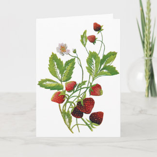 Vår Fresh Strawbär Embroidery Helgkort