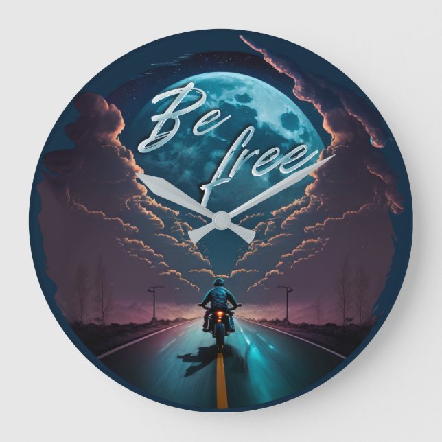 Var fri | Motorcykel med enkelljus Stor Klocka (Framsida)