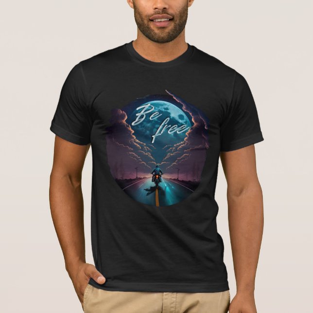 Var fri | Motorcykel med enkelljus T Shirt (Framsida)