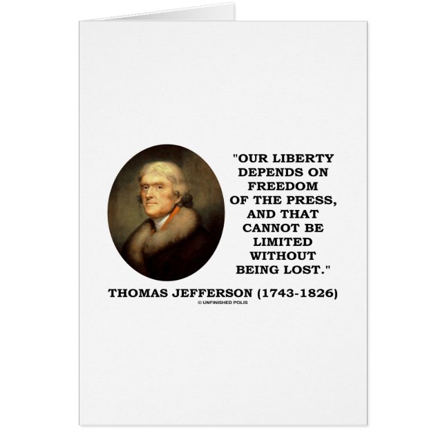 Vår frihet är beroende av pressfrihet hälsningskort (Framsidan)