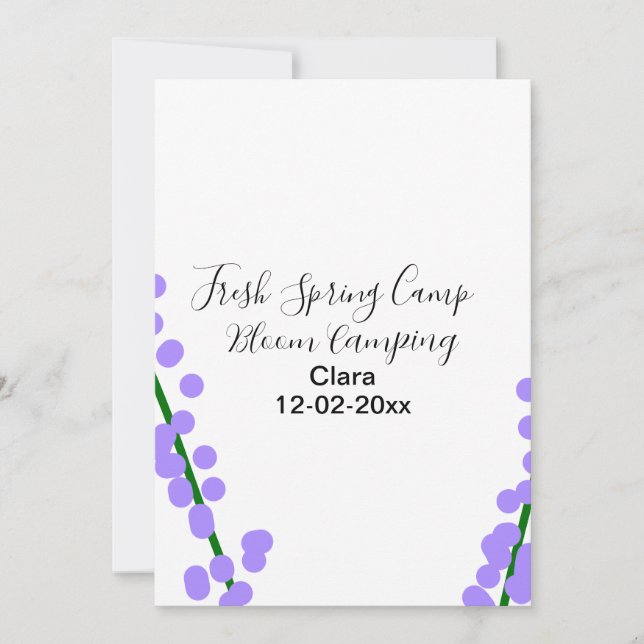 Vår frisk camping lavendel blommor namn datum si inbjudningar (Framsida)