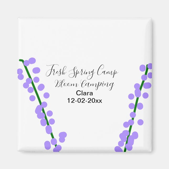 Vår frisk camping lavendel blommor namn datum si magnet (Framsidan)
