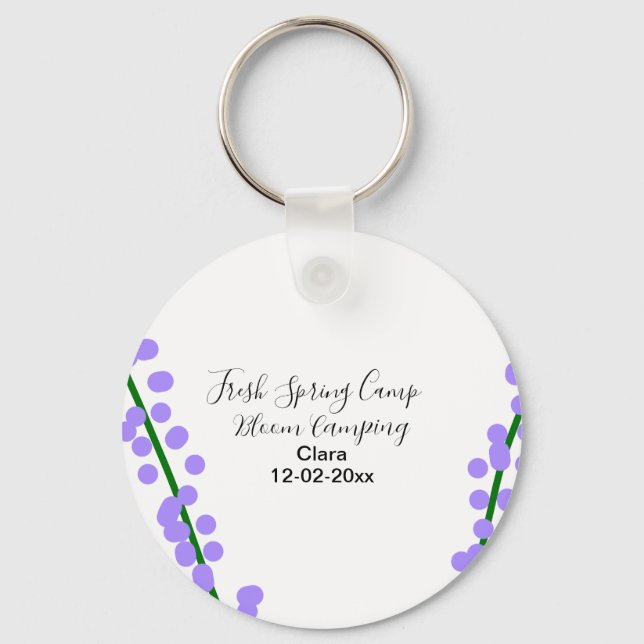 Vår frisk camping lavendel blommor namn datum si nyckelring (Framsida)