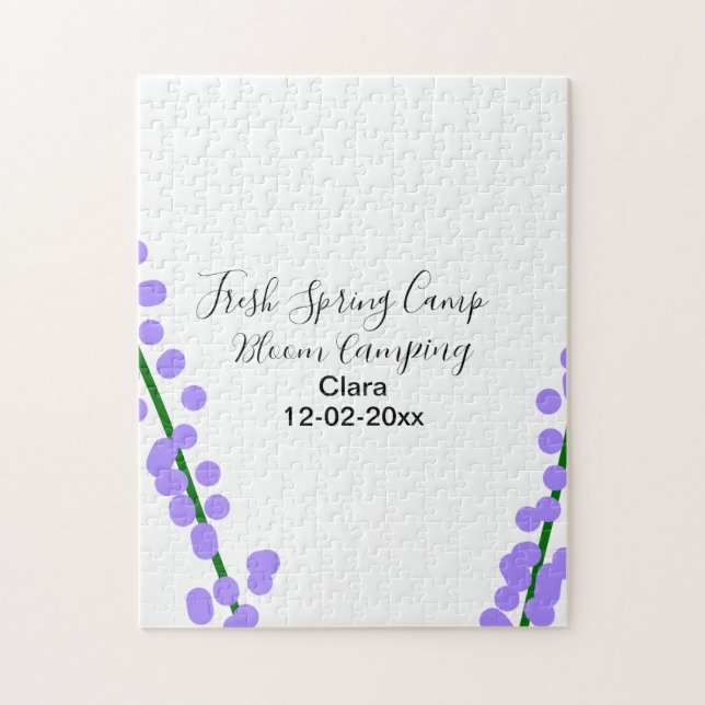 Vår frisk camping lavendel blommor namn datum si pussel (Vertikal)