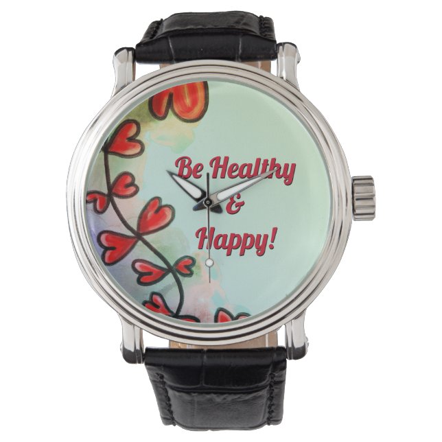 Var friska och Lycklig Himlar eWatch Watch Armbandsur (Framsida)