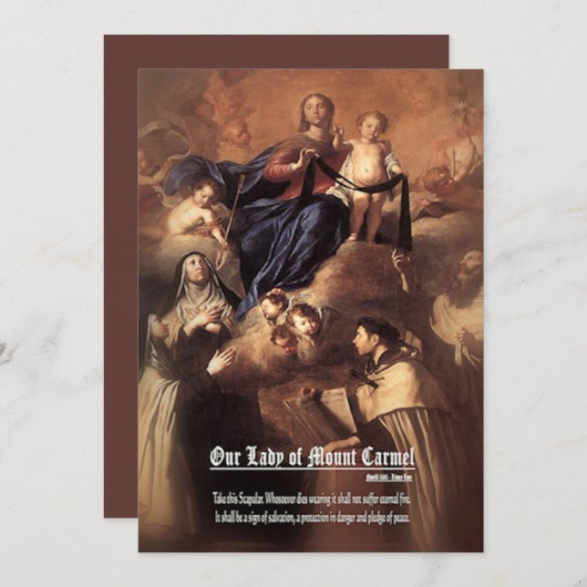 Vår Fru av berget Karmels böne Inbjudningar (Fram/baksida)