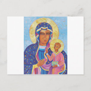 Vår Fru av Czestochowa Svarta Madonnan Polen Vykort