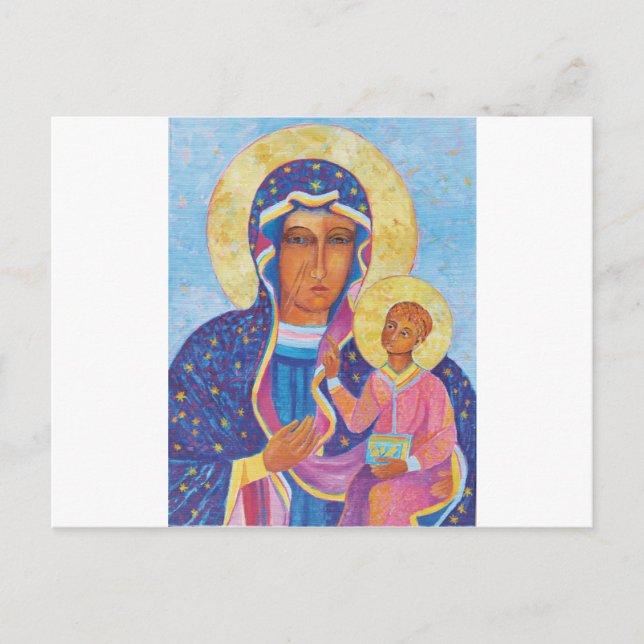 Vår Fru av Czestochowa Svarta Madonnan Polen Vykort (Framsida)