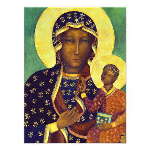 Vår Fru av Częstochowa Svarta Madonnans ikon Polen Fototryck