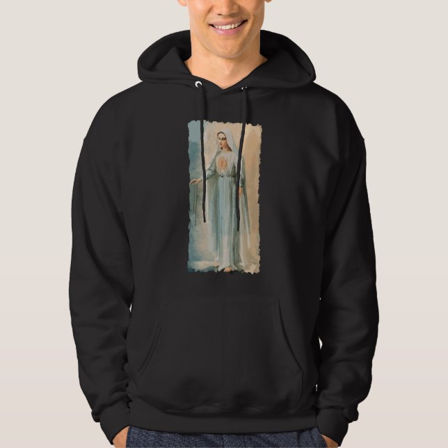 Vår Fru av Fatima Jungfru Maria Katolsk Målning Hoodie (Framsida)