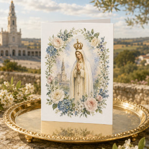 Vår Fru av Fatima Vintage katolskt blomster Kort