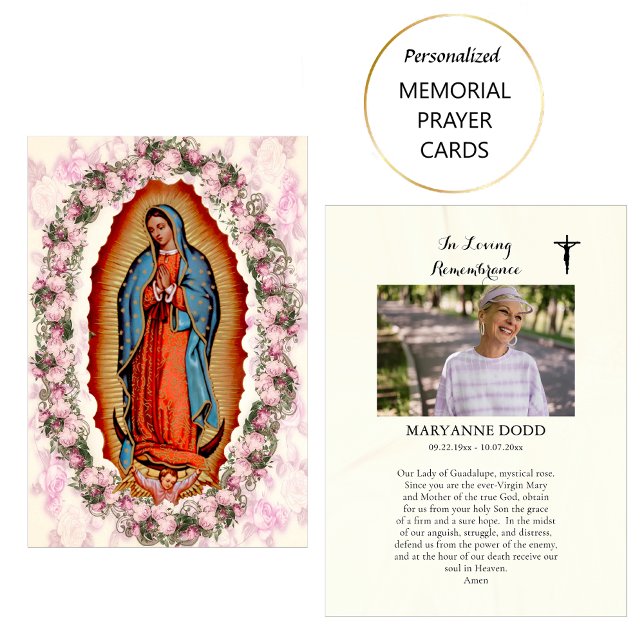 Vår Fru av Guadalupe begravningsbönkort Placeringskort (Skapare uppladdad)