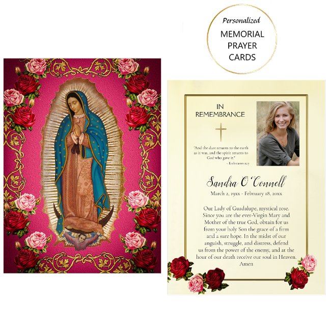 Vår Fru av Guadalupe begravningsbönkort Placeringskort (Skapare uppladdad)