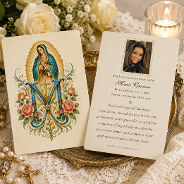 Vår Fru av Guadalupe begravningsminnesbön Visitkort