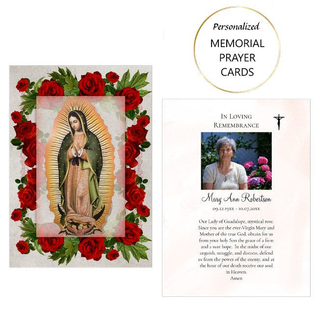 Vår Fru av Guadalupe begravningsminneskort Placeringskort (Skapare uppladdad)