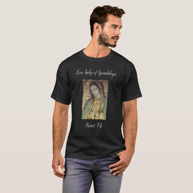 vår fru av guadalupe beskydda mig t shirt (Hel framsida)