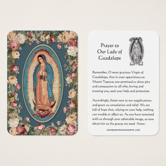 Vår Fru av Guadalupe-bön Heligt Kort (Framsida & baksida)