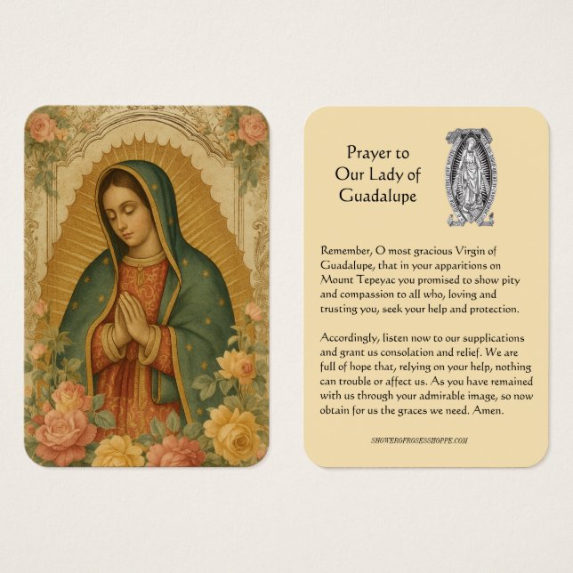 Vår Fru av Guadalupe-bön Heligt Kort (Framsida & baksida)