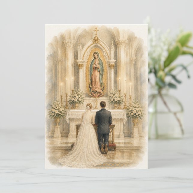 Vår Fru av Guadalupe Bröllopsskrin Akvarell (Stående Fram)