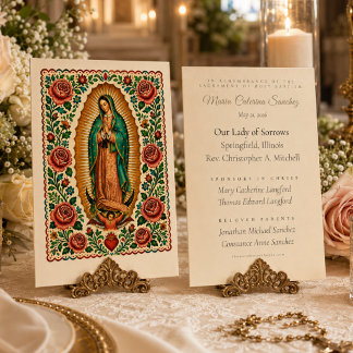 Vår Fru av Guadalupe folkkonst dopminne Placeringskort