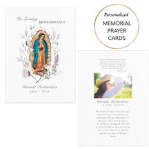 Vår Fru av Guadalupe Foto Begravning Bön Kort