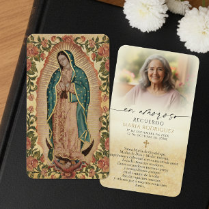 Vår Fru av Guadalupe Foto Spanska Minneskort Visitkort