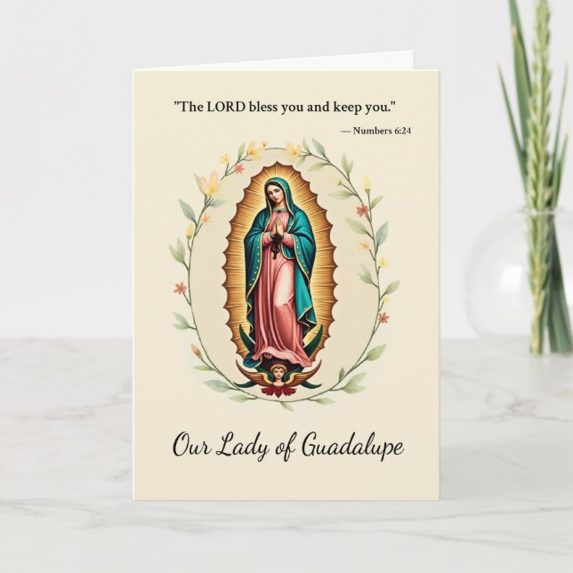 Vår Fru av Guadalupe Guds Fred och Välgångar Kort (Framsida)