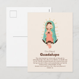 Vår Fru av Guadalupe hållen av en ängel Helg Vykort