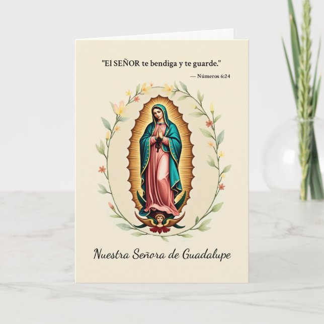 Vår Fru av Guadalupe-helgens välsignelser spanska Kort (Framsida)