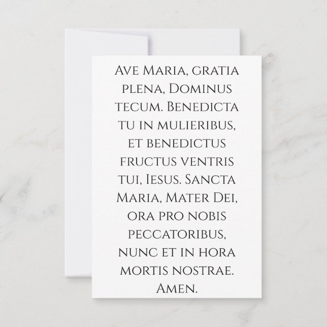 Vår Fru av Guadalupe Heliga Kort | Latinsk Ave Mar (Baksida)