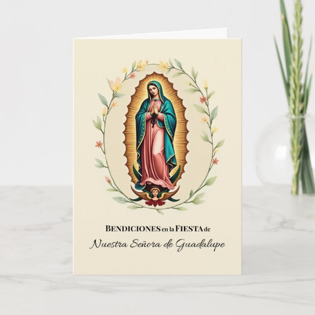 Vår Fru av Guadalupe högtidsförmåner Spanska Kort (Framsida)