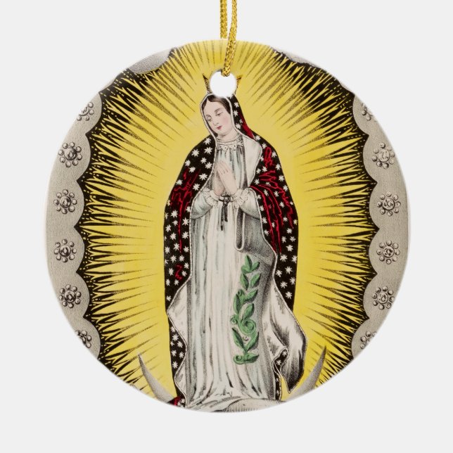 Vår Fru av Guadalupe Julgransprydnad Keramik (Framsidan)